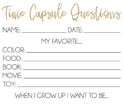 Printable Time Capsule Questions for Adults