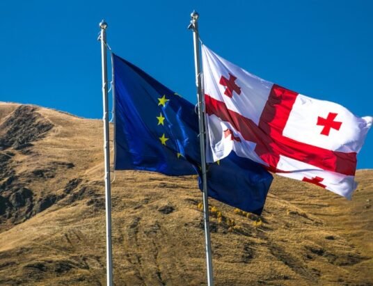 EU flag and Georgian flag