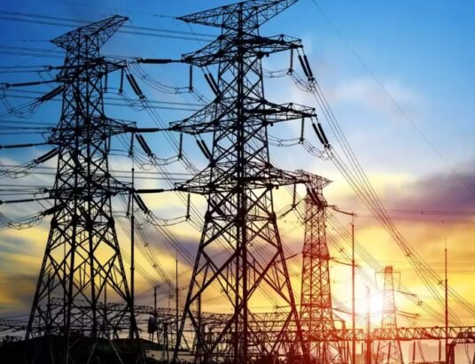 Energy grid at sunrise