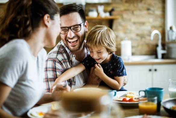 father and son back to school brunch