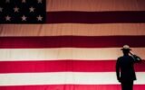 U.S. veteran with American flag