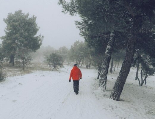 walking on cold winter morning outdoors