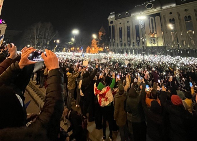 Protesters in Tbilisi