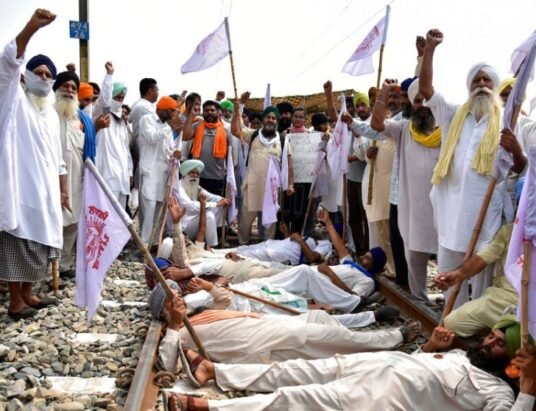 Punjab farmers protest blockade rail roads