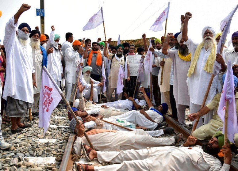 Punjab farmers protest blockade rail roads