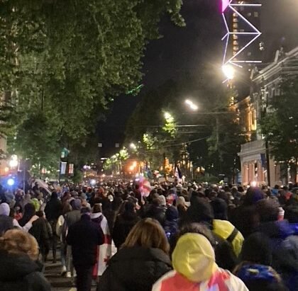 Tbilisi New Year Tree lighting protest