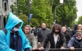 Tbilisi protest Ivanishvili coffin Rustaveli Avenue