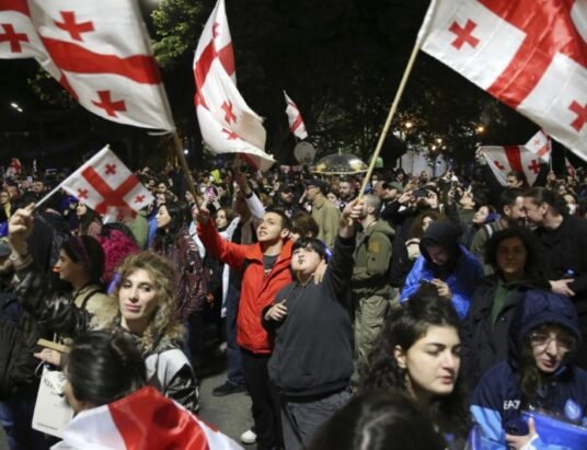 Tbilisi protests Rustaveli Avenue barriers