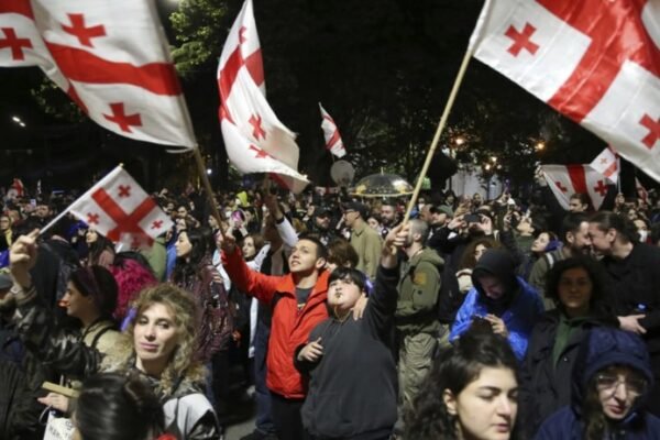 Tbilisi protests Rustaveli Avenue barriers