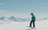 Caucasus Mountains winter snowboarding