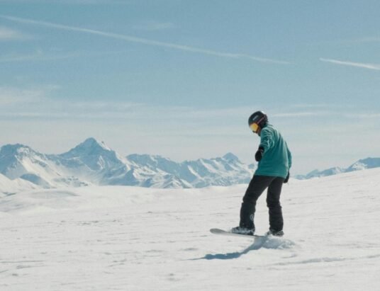 Caucasus Mountains winter snowboarding
