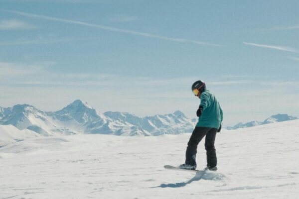 Caucasus Mountains winter snowboarding
