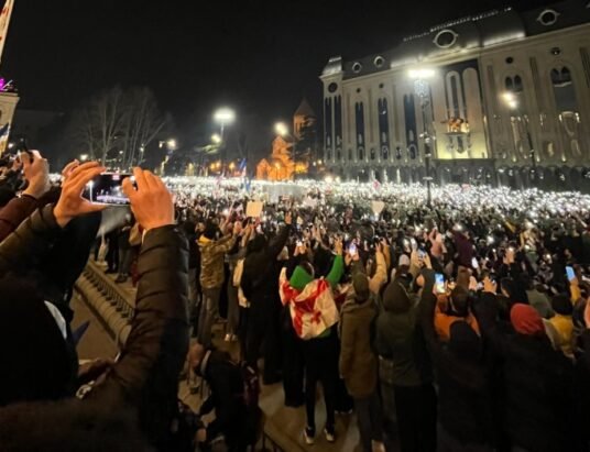 Georgian protesters in Tbilisi