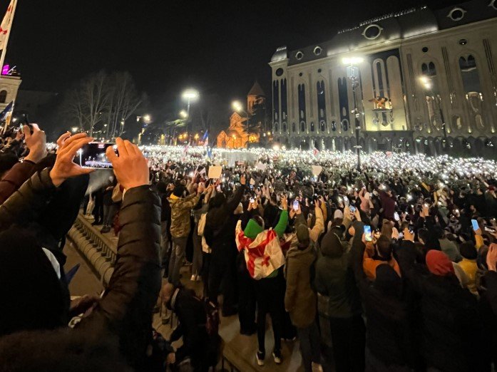 Georgian protesters in Tbilisi