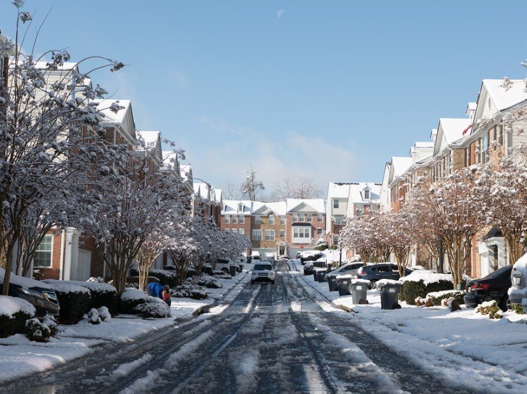 Snow on the road in Atlanta