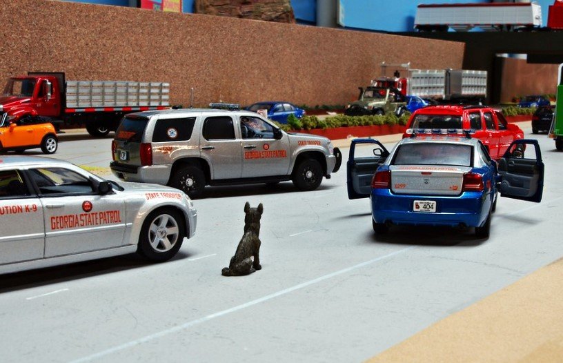 police cars outside consulate building Georgia