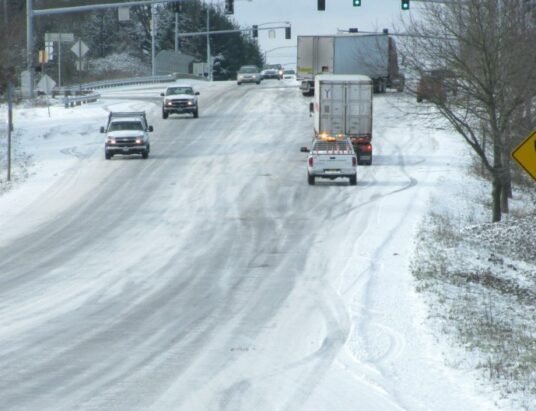 winter storm south snow ice road conditions