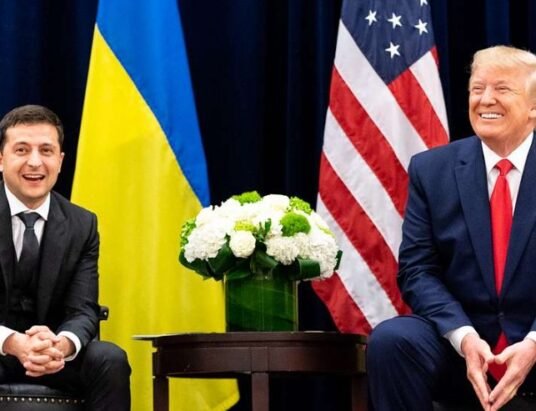 Donald Trump and Volodymyr Zelensky meeting