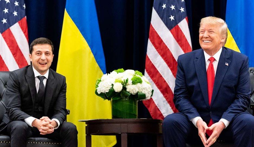 Donald Trump and Volodymyr Zelensky meeting