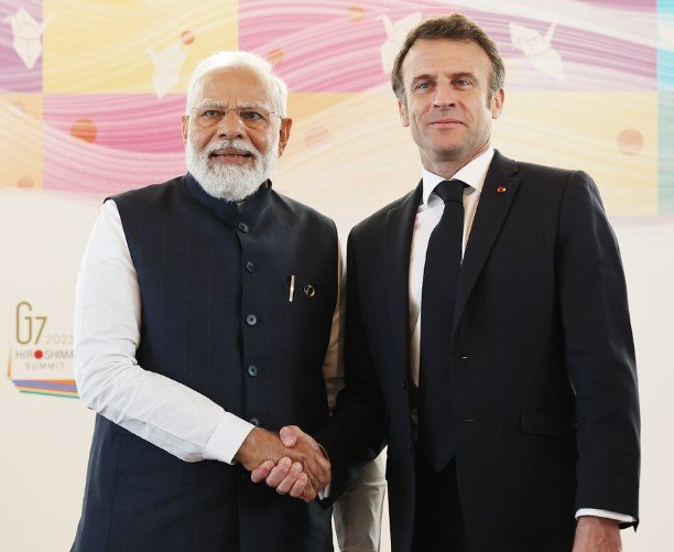 Narendra Modi Emmanuel Macron AI Summit
