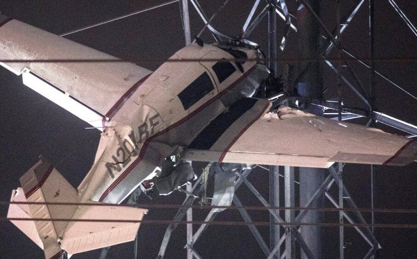 small plane crash at night in woods Georgia