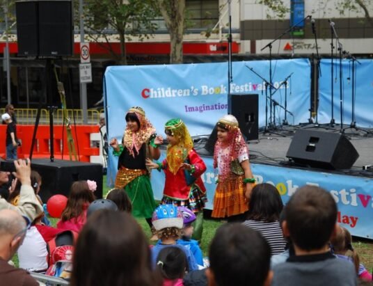 Kids in costume at a book festival
