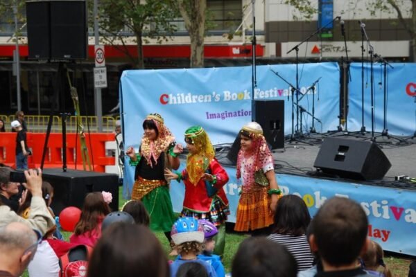 Kids in costume at a book festival