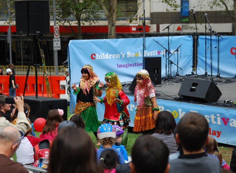 Kids in costume at a book festival