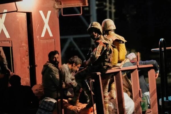 Pakistani soldiers rescue train