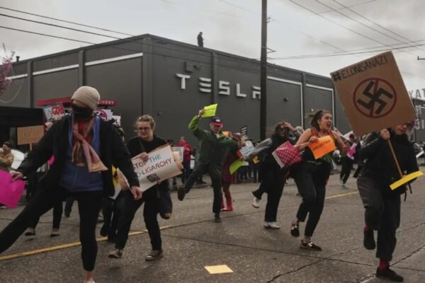 Tesla dealership protest Georgia