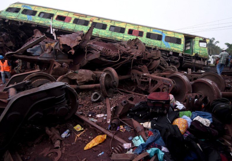 Sahibganj train accident scene debris