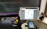 close-up of Stripe terminal or credit card reader with Georgia state