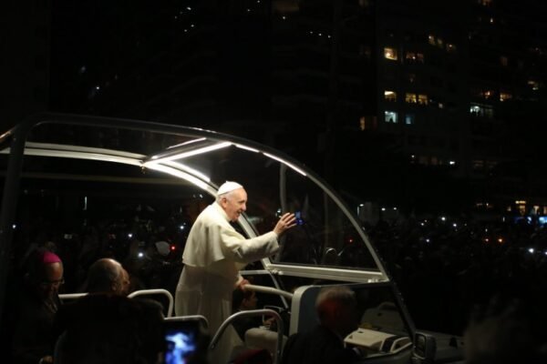 portrait of Pope Francis during mass in Rio de Janeiro