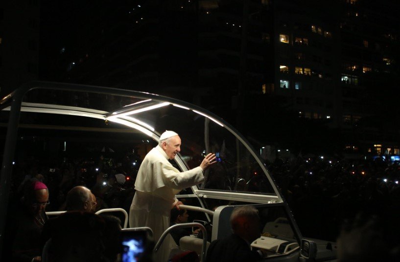 portrait of Pope Francis during mass in Rio de Janeiro