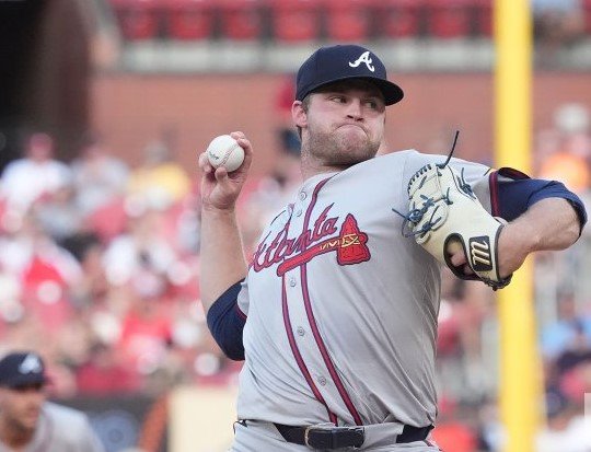 Bryce Elder pitching Atlanta Braves