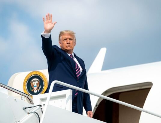 Donald Trump boarding Air Force