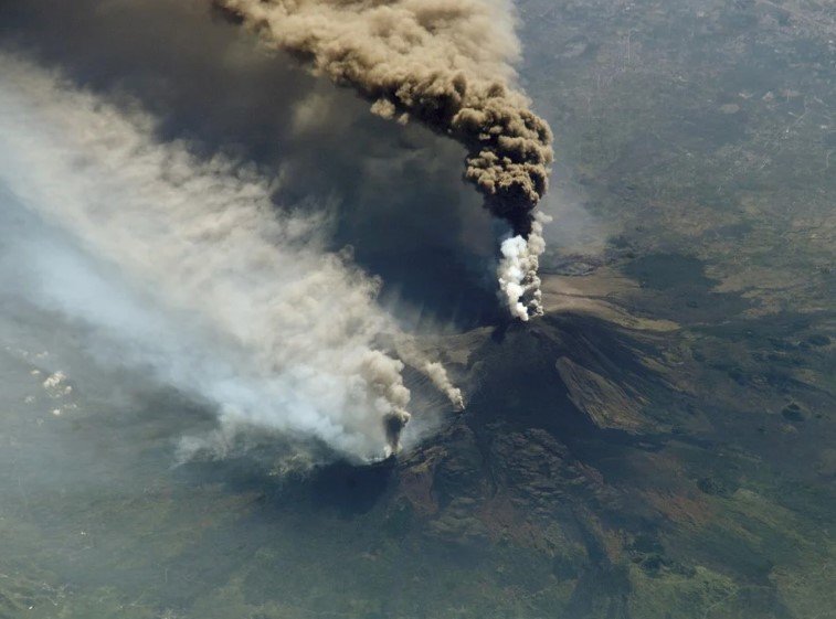 Mount Etna volcano eruption ash plume Sicily