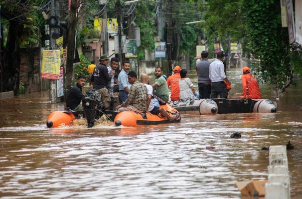 flooded street in Nagaon Assam after rain