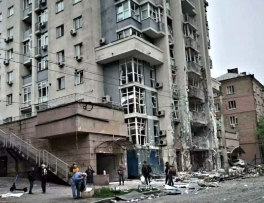 kyiv apartment damaged russian missile
