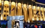 protest outside georgian parliament tbilisi