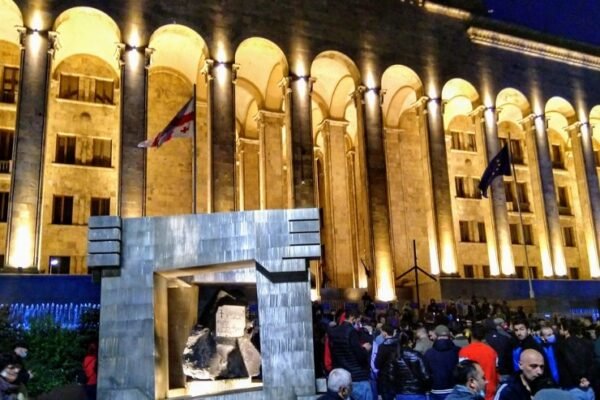 protest outside georgian parliament tbilisi