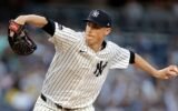 Carlos Carrasco pitching for New York Yankees