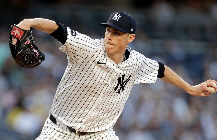 Carlos Carrasco pitching for New York Yankees