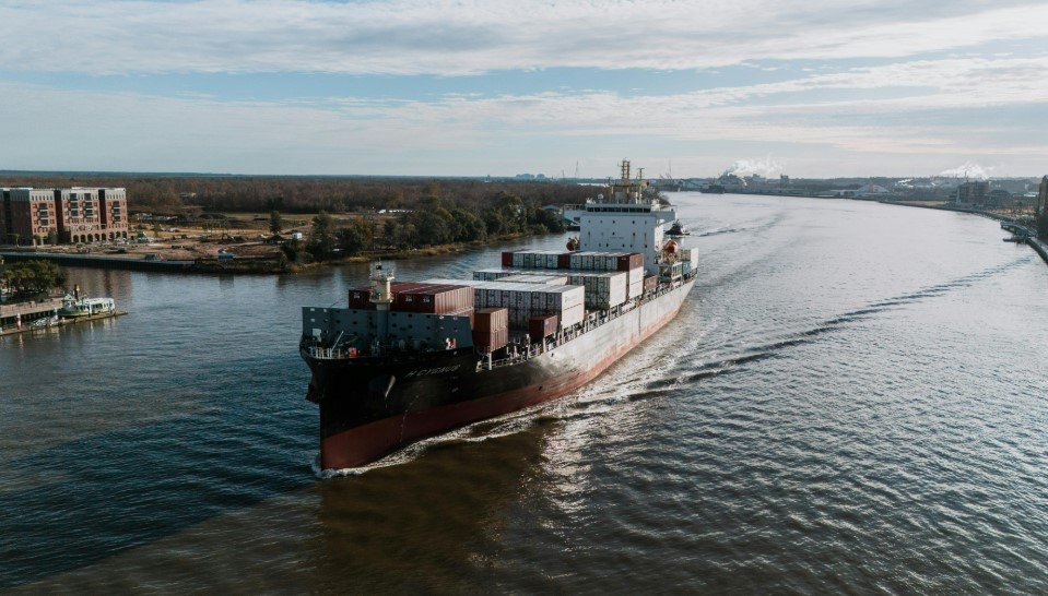 Georgia Port of Savannah container ships aerial
