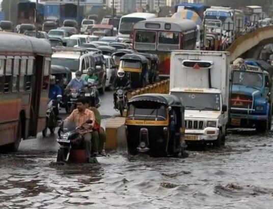Mumbai street during peak monsoon