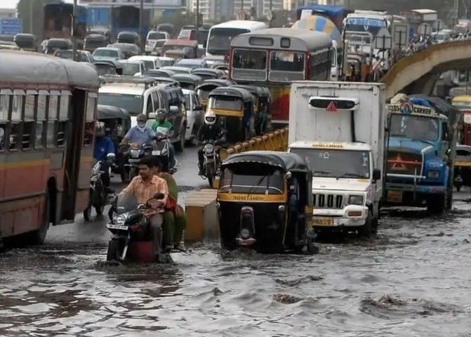 Mumbai street during peak monsoon