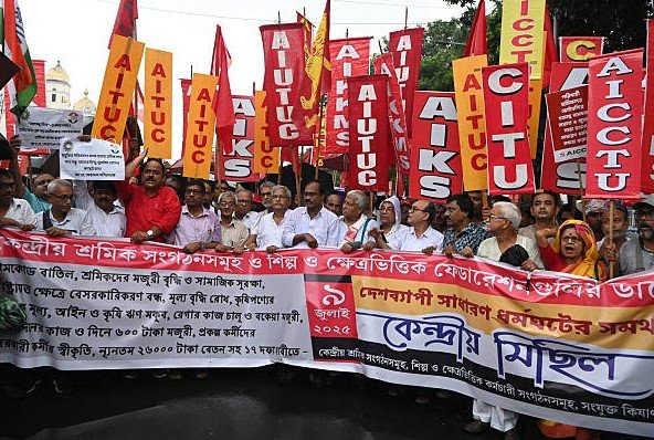 bharat bandh 2025 india protest workers unions