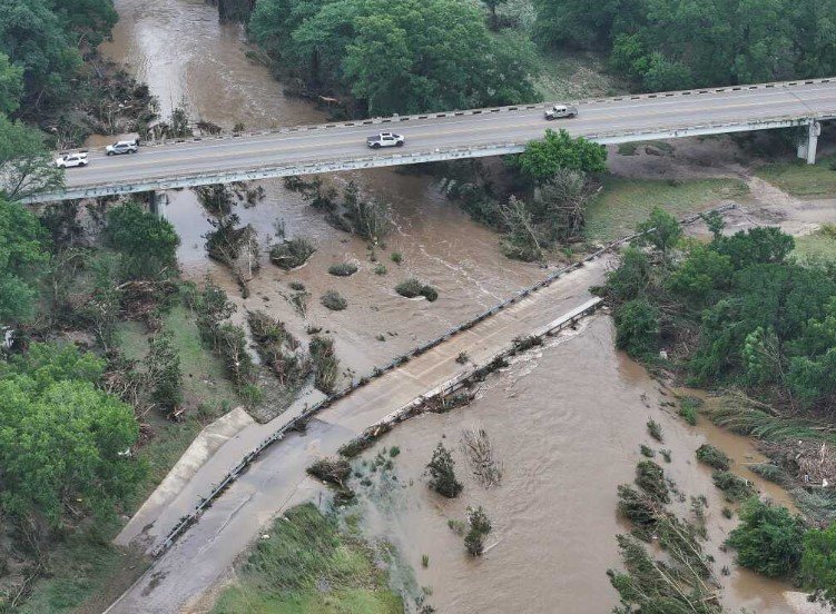 camp mystic texas flood aerial
