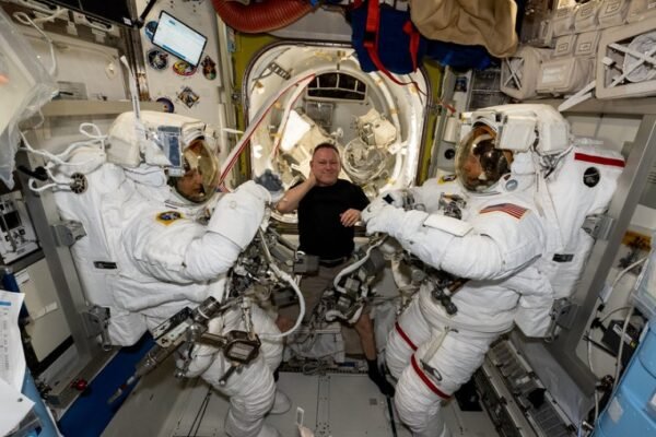 astronauts in space station