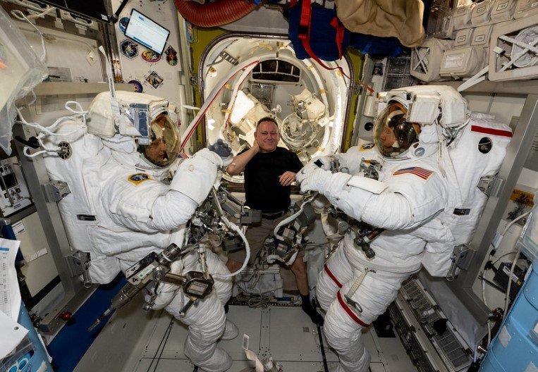 astronauts in space station